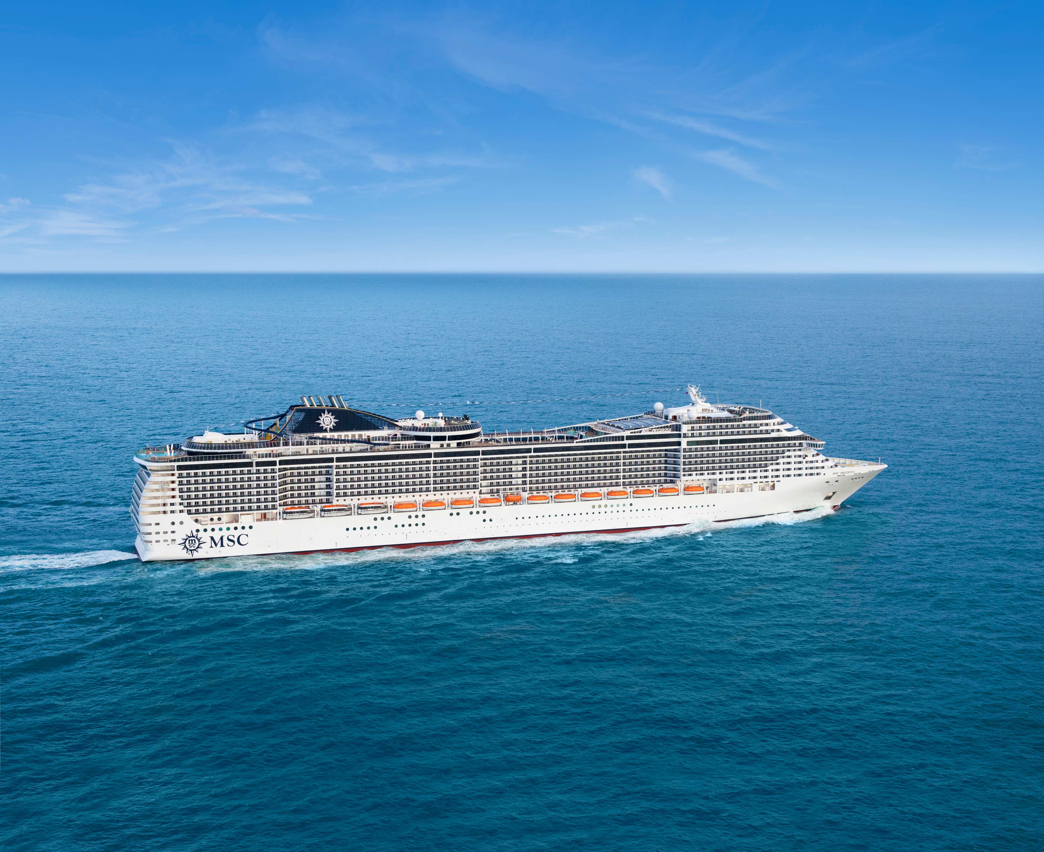 MSC Cruise Ship sailing on crystal blue waters