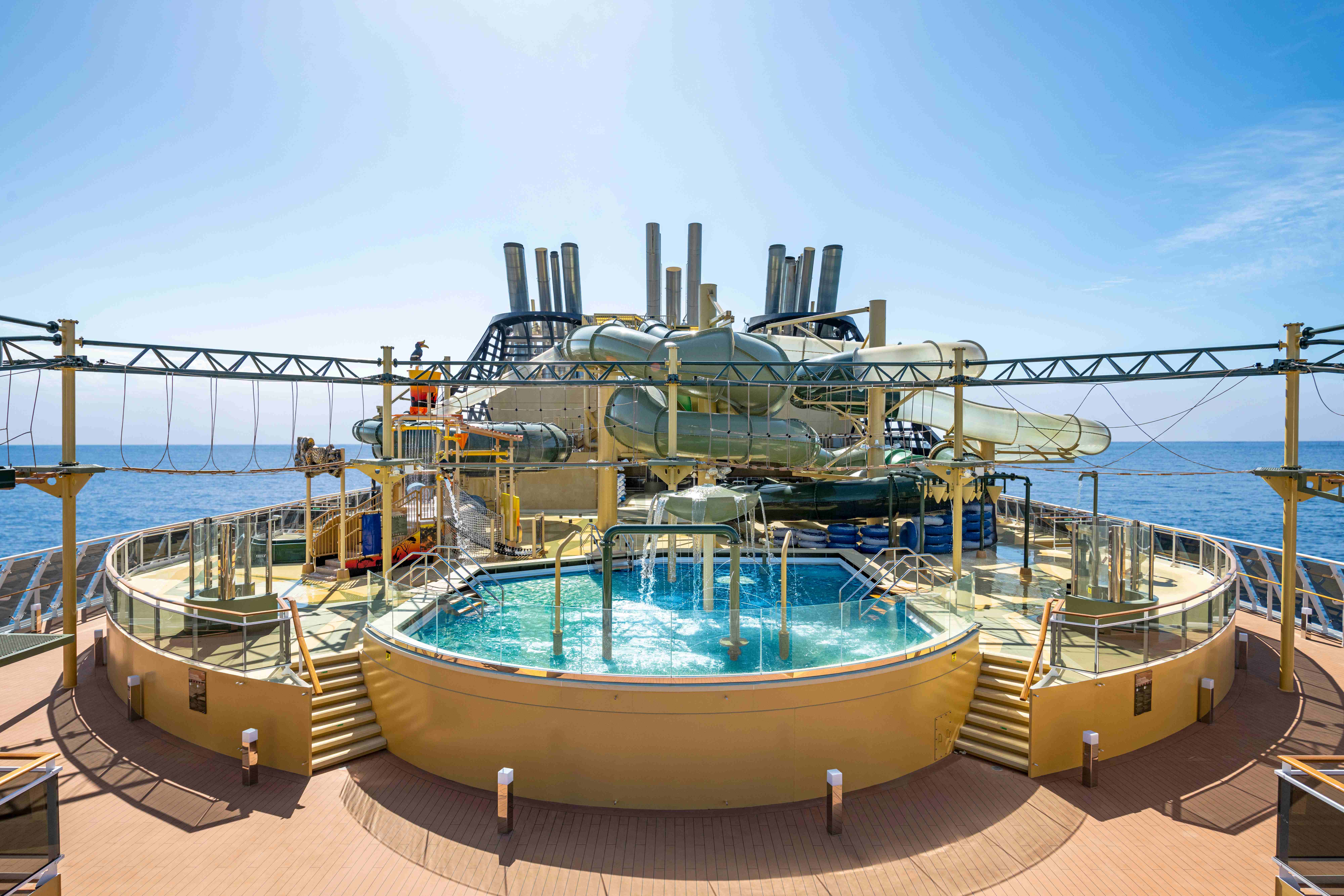 Onboard pool and water slide facilities
